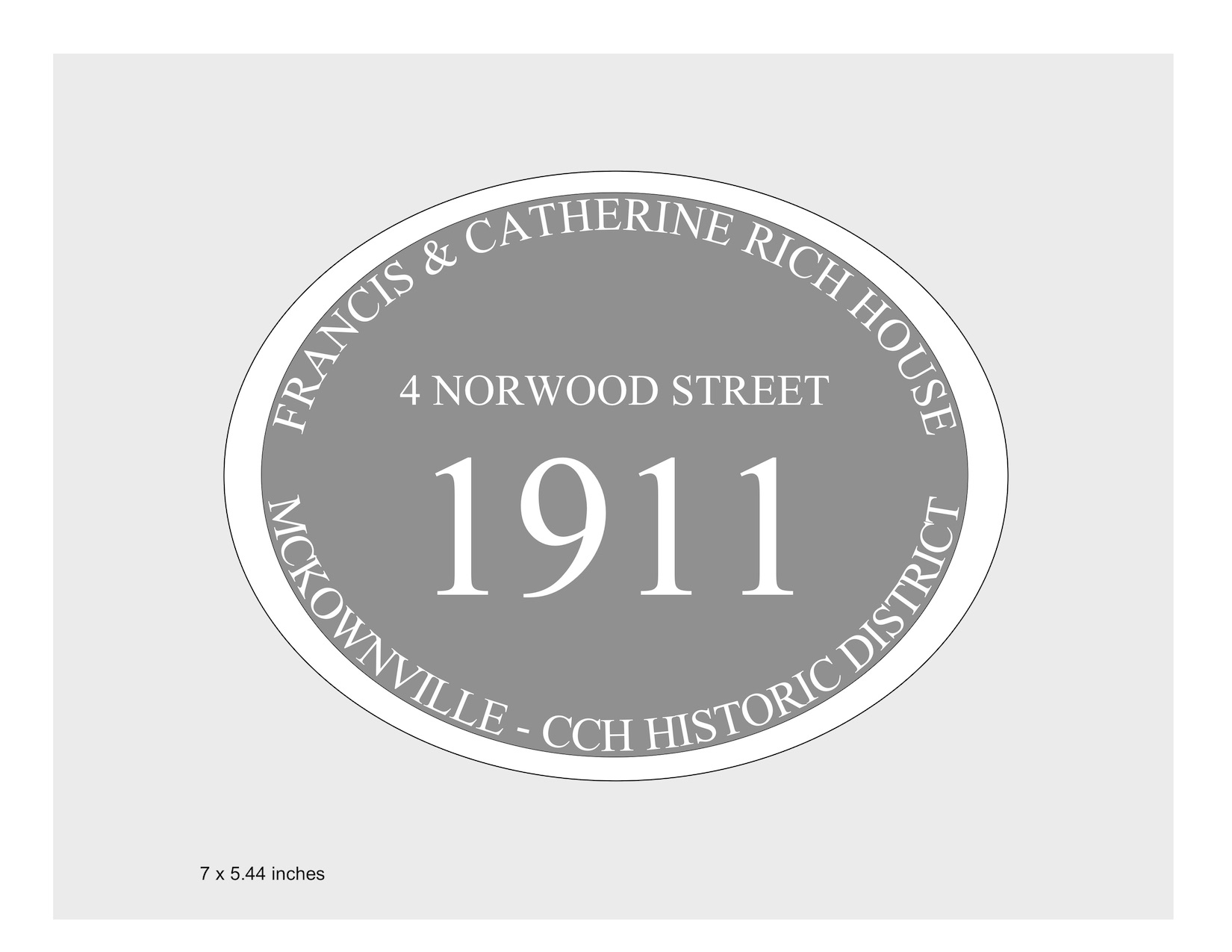house plaque
      draft design McKownville CCH - grey ground