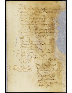 original dutch manuscript minute page 1664-03-24