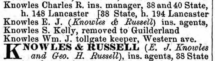 WJ Knowles in Albany 1885 city directory