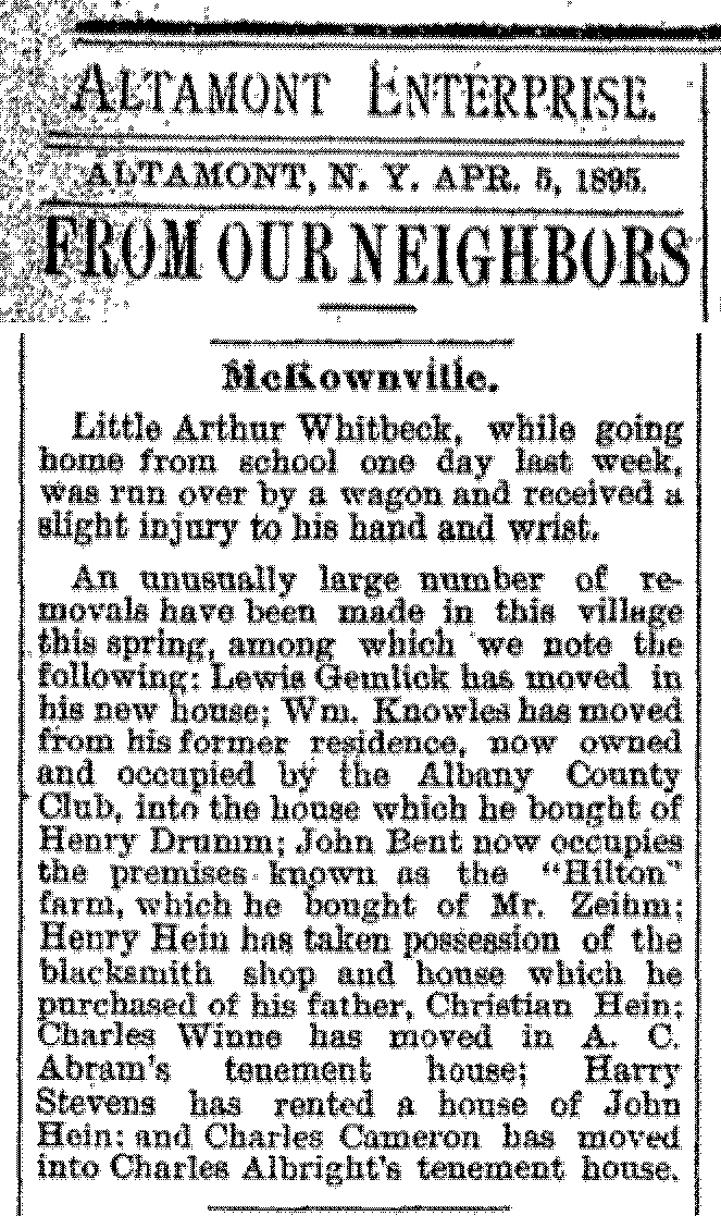 Altamont Enterprise clip 5 April 1895