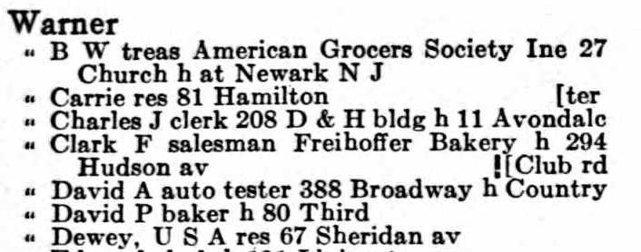 1921 city
directory DA Warner