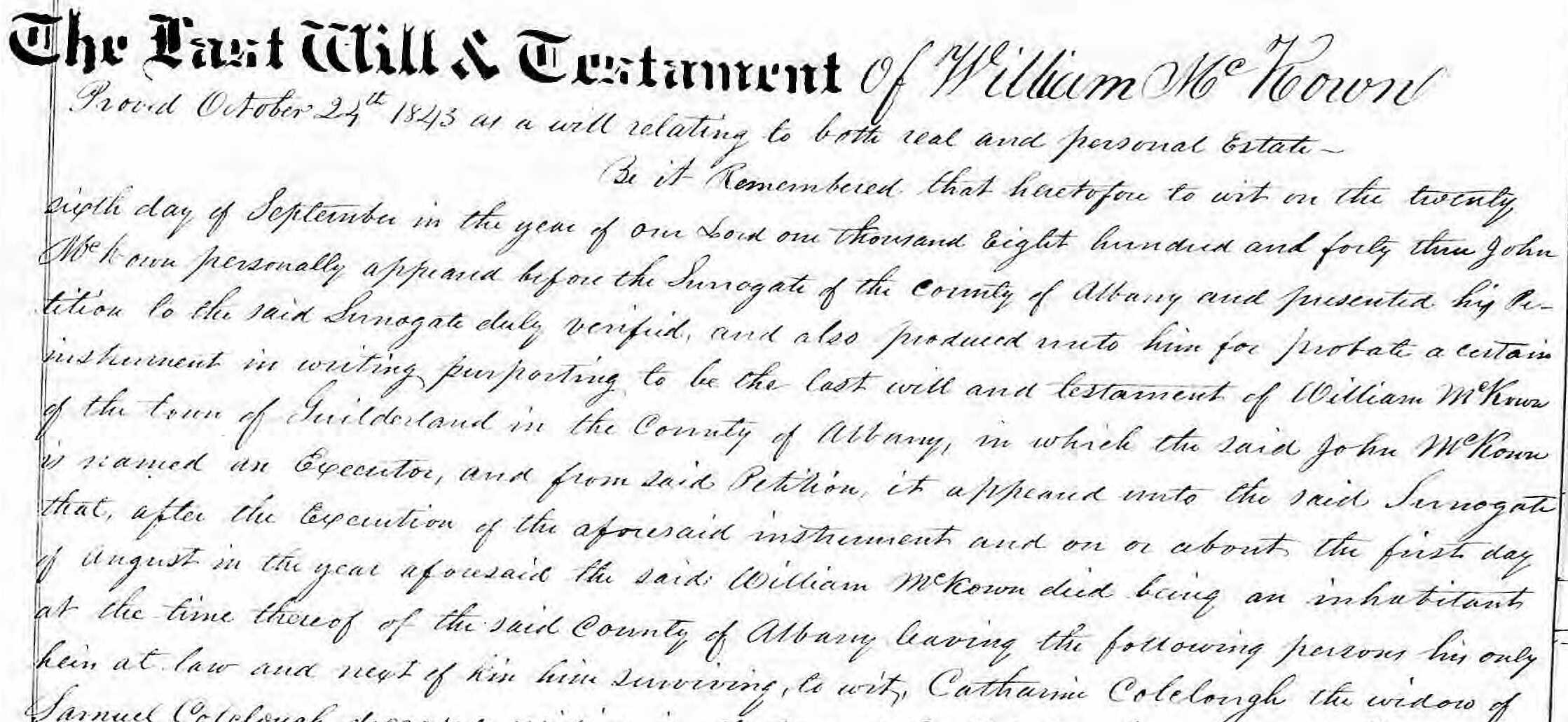 scan image
of beginning of will of William McKown