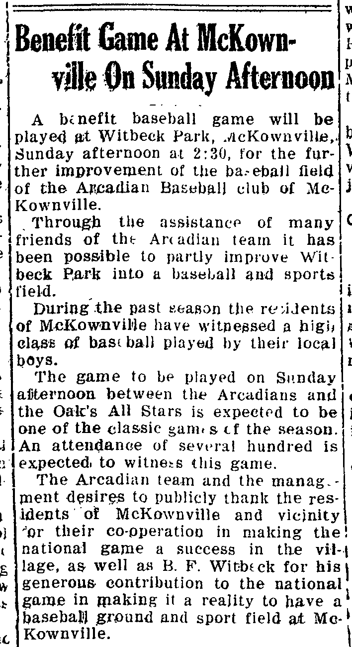 news clip Sept
      1934 McKownville baseball