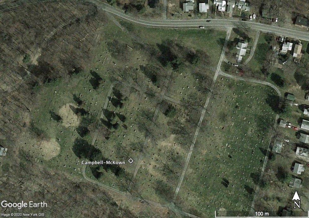 location of McKown grave in
Mountain View Cemetery