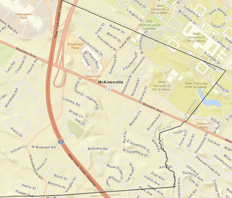Town of
Guilderland online map McKownville streets