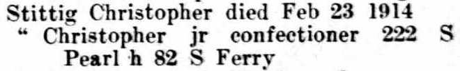 1914
      Stittig confectioner city directory listing