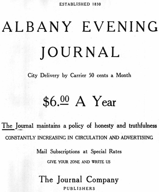 1919 Albany
Evening Journal Ad
