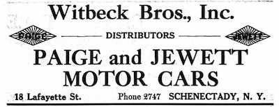 1925 Witbeck
Bros Schenectady Ad