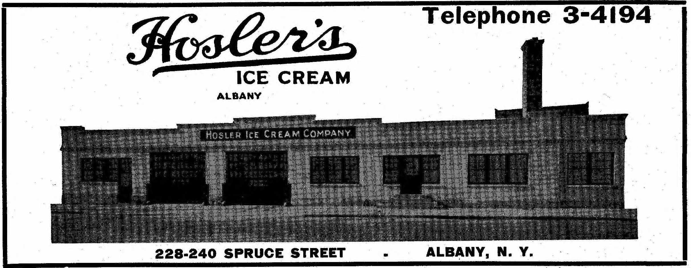 Hosler Ice Cream
Co advert 1940