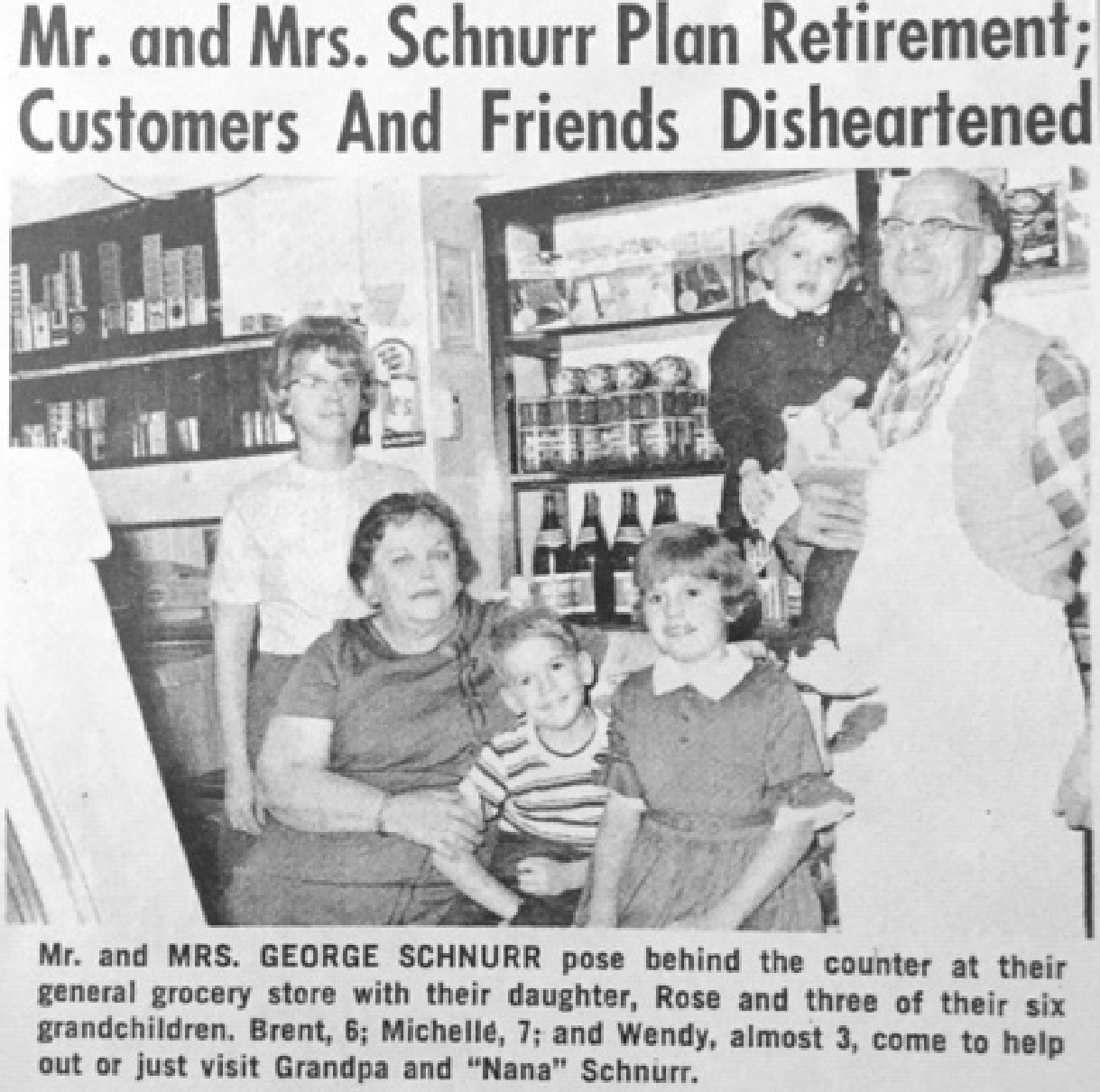 Schnurr family in
grocery store 1232 Western Avenue