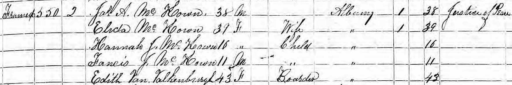 1855 census listing for JA McKown