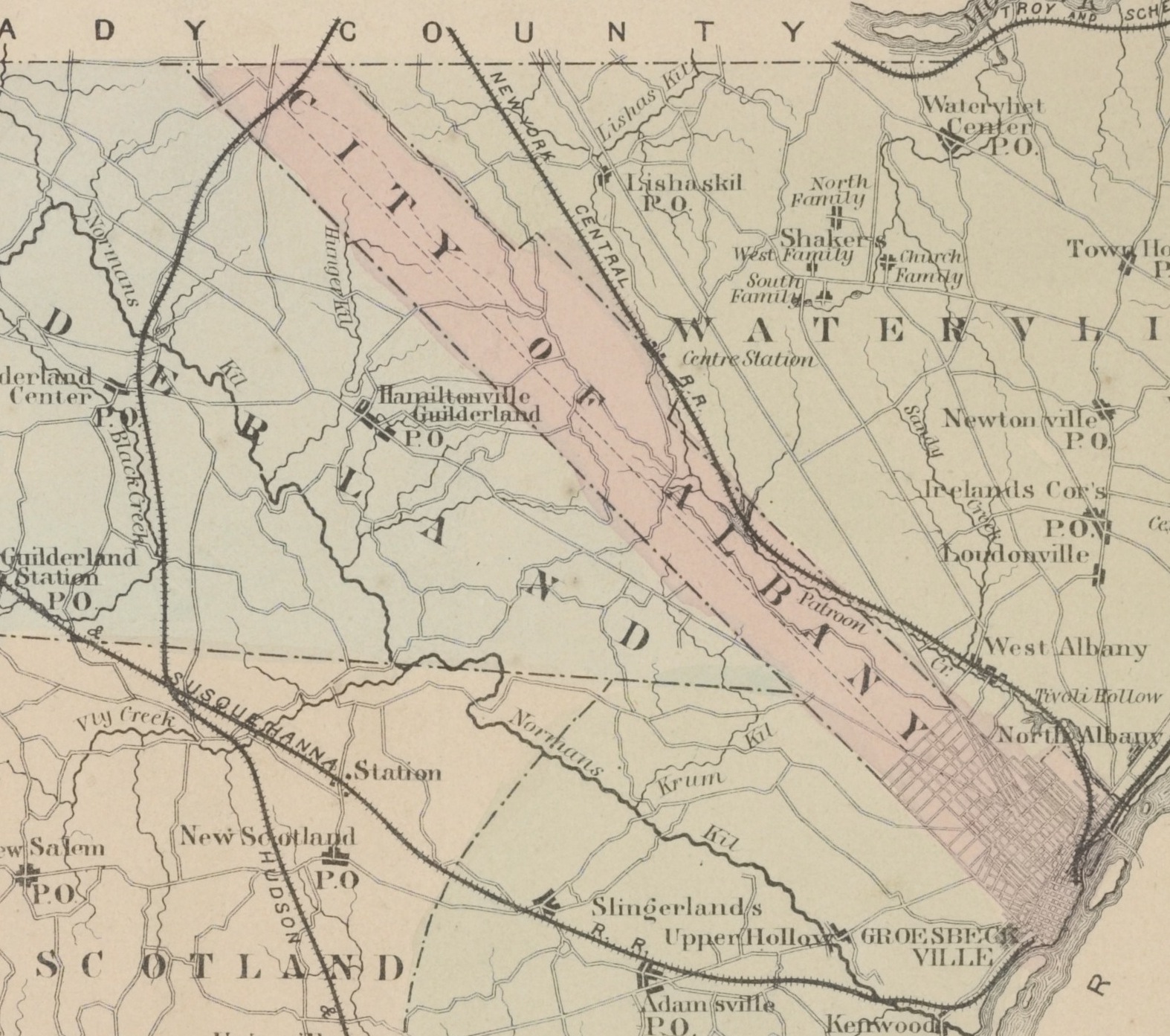 City of Albany outline from 1866 Beers map