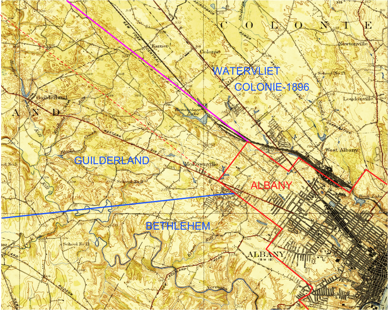 City of Albany western boundaries 1871-1912