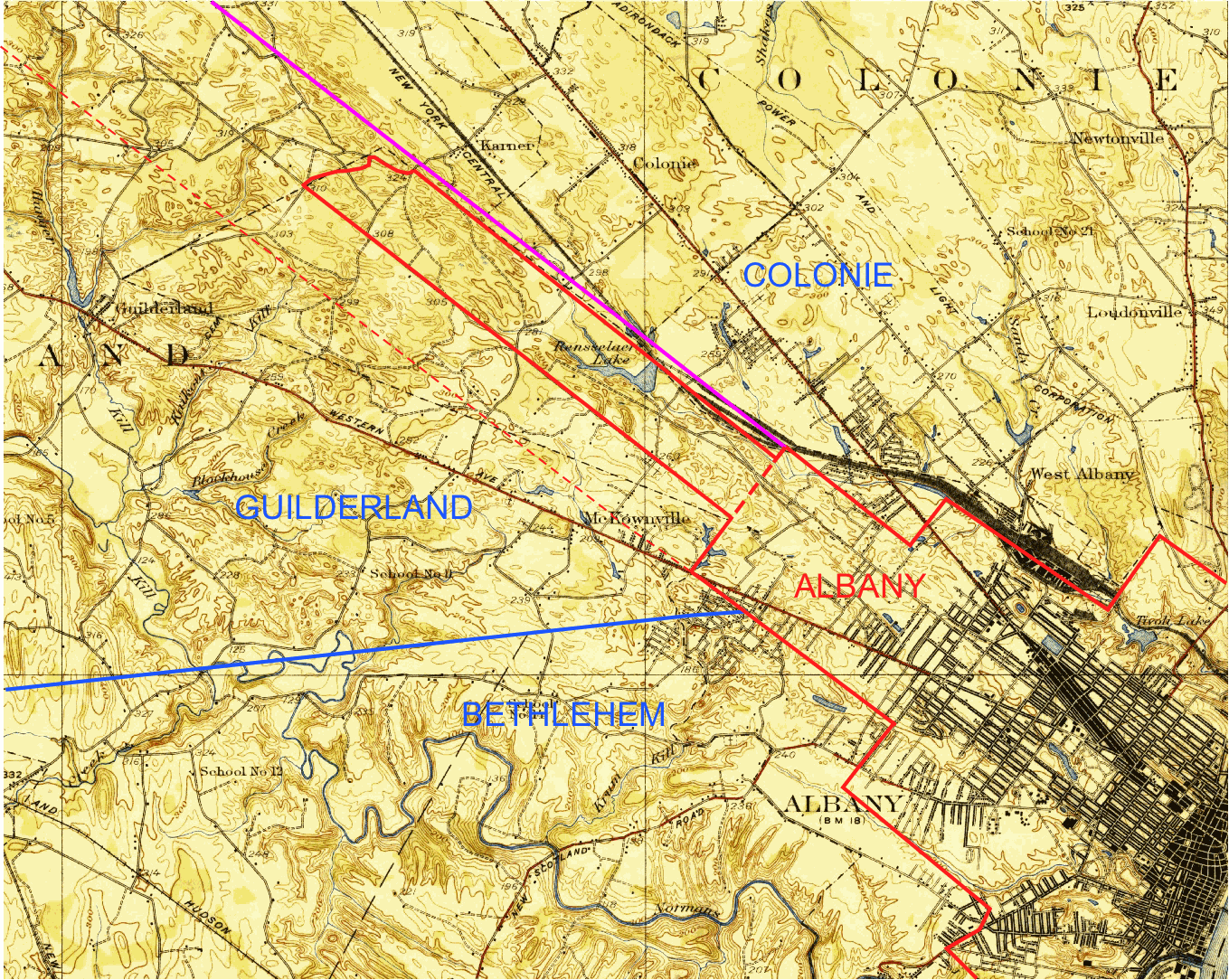 Guilderland-City of Albany boundaries 1912